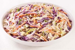 A bowl of colourful coleslaw