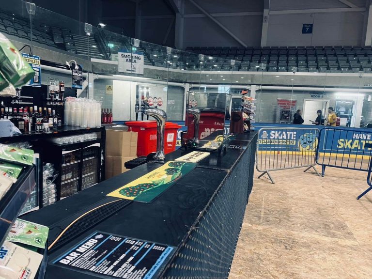 Mobile bar positioned ringside at the UWCB event in Bristol 2024